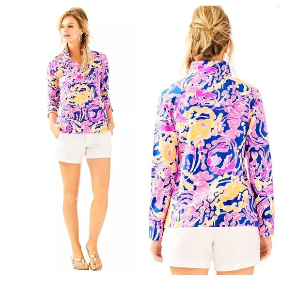 Lilly Pulitzer Upf 50+ Skipper Printed Popover with POCKETS 1/2 Zip Women's S - Picture 1 of 10